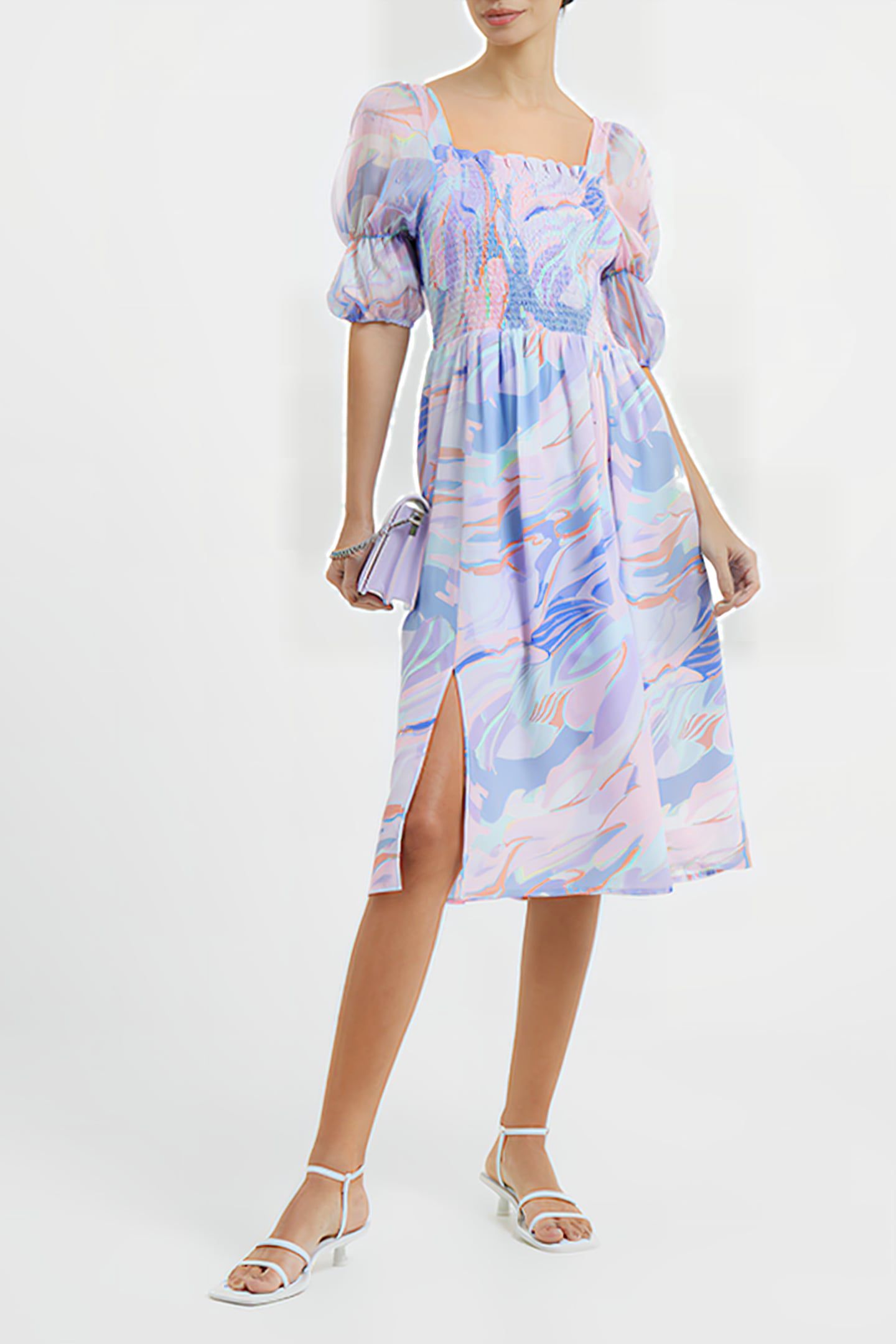 DALLA VERONA SMOCKED MIDI DRES BLUE 4