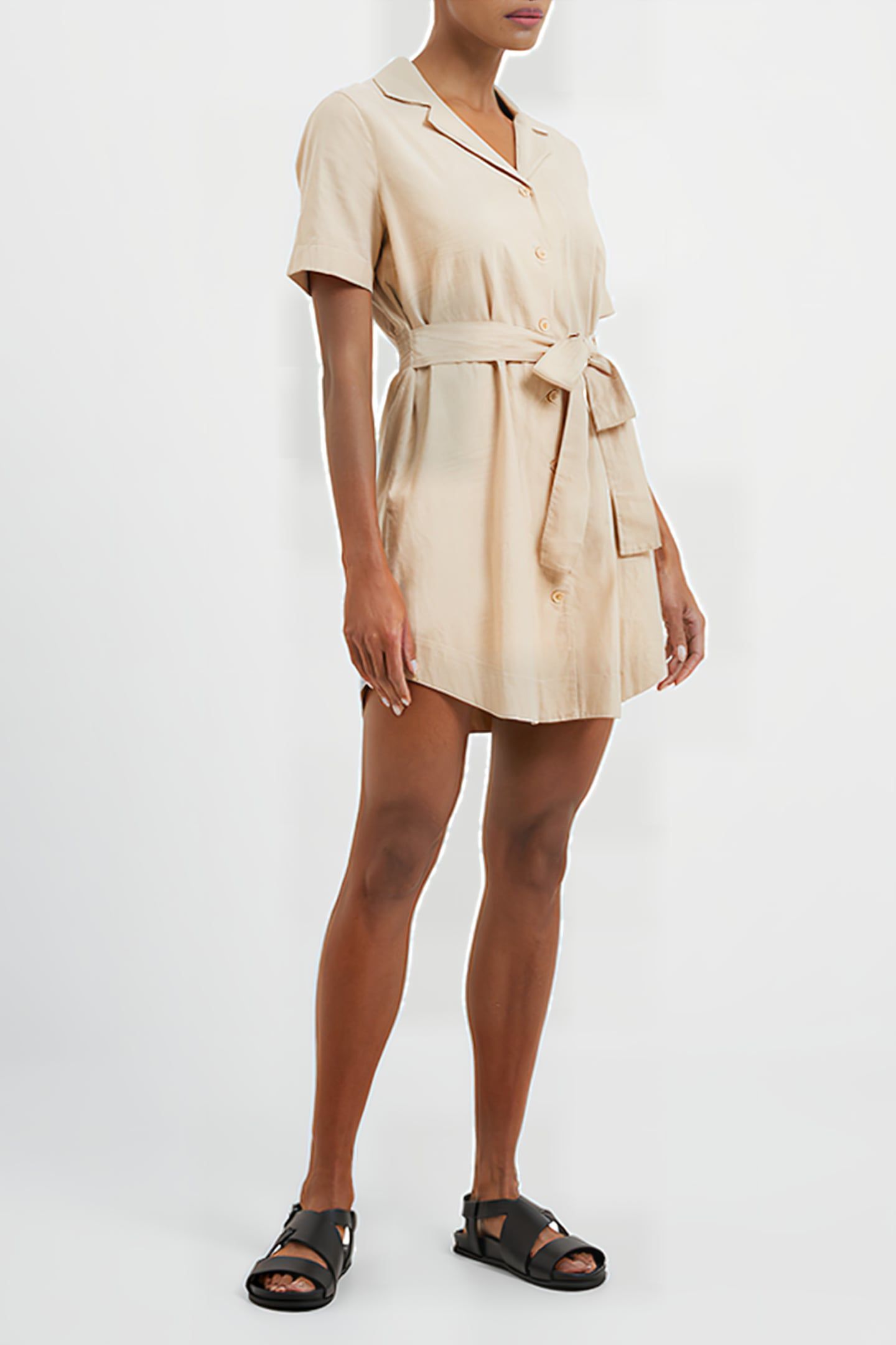 ALANIA LYOCELL BLEND SHIR DRES BROWN 1