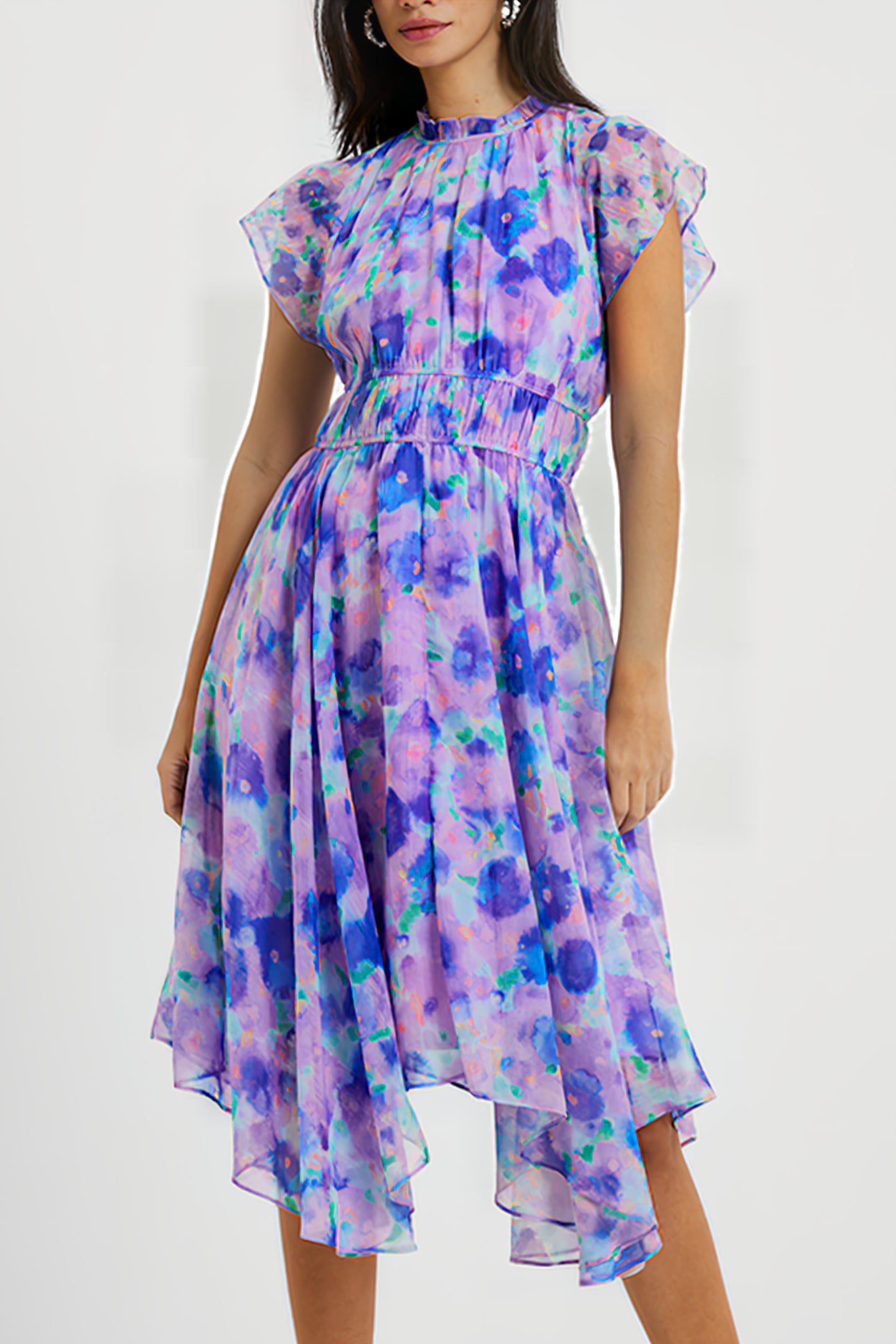 GRETHA CRINKLE RECYCLED DRESS PURPLE 1