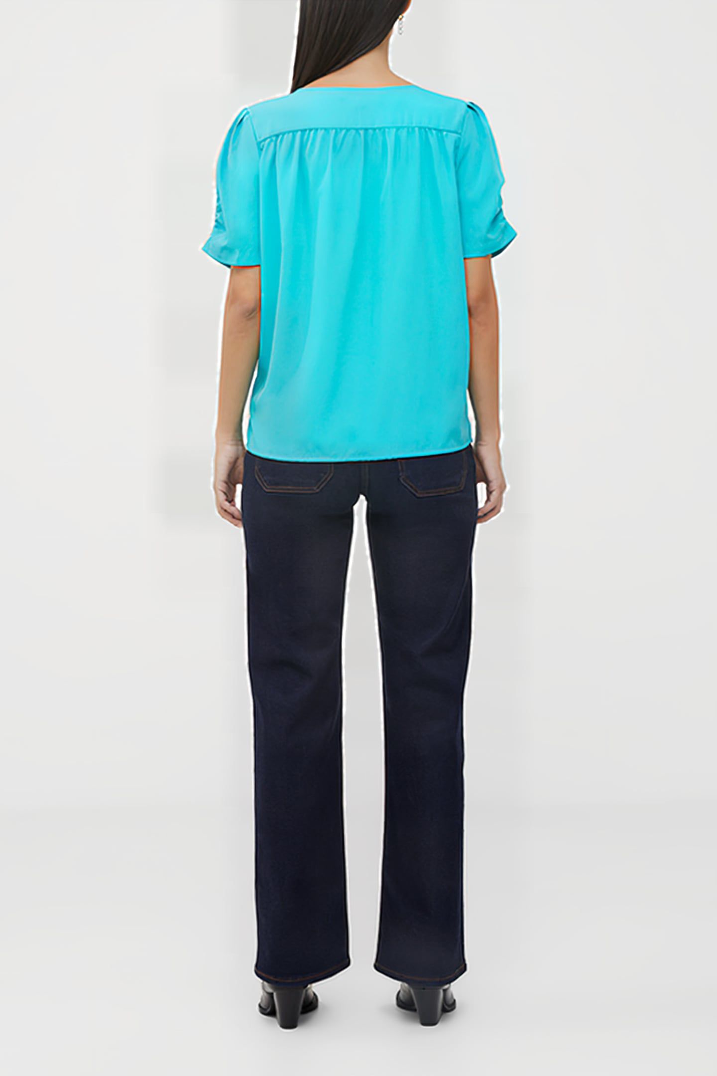 CREPE LIGHT V NECK TOP GREEN 3