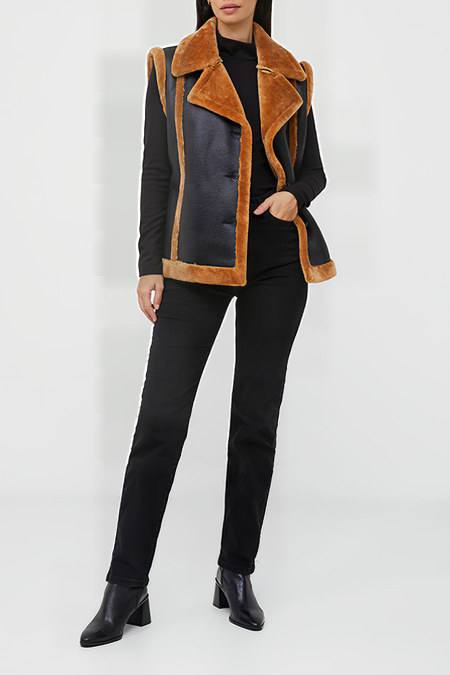 BELEN FAUX FUR GILET BLACK 2
