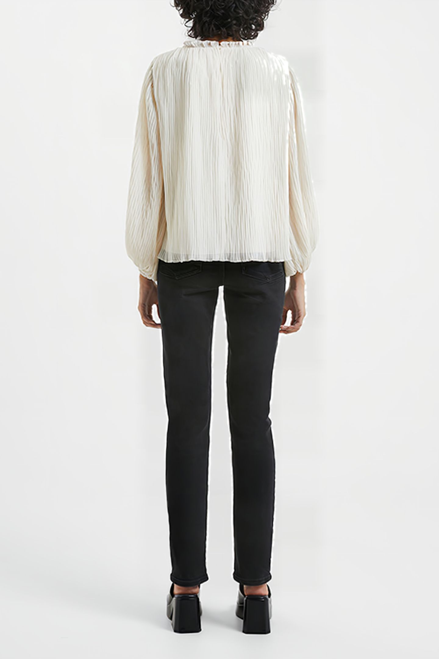 CALLIE LUREX PLEATED TOP BROWN 2