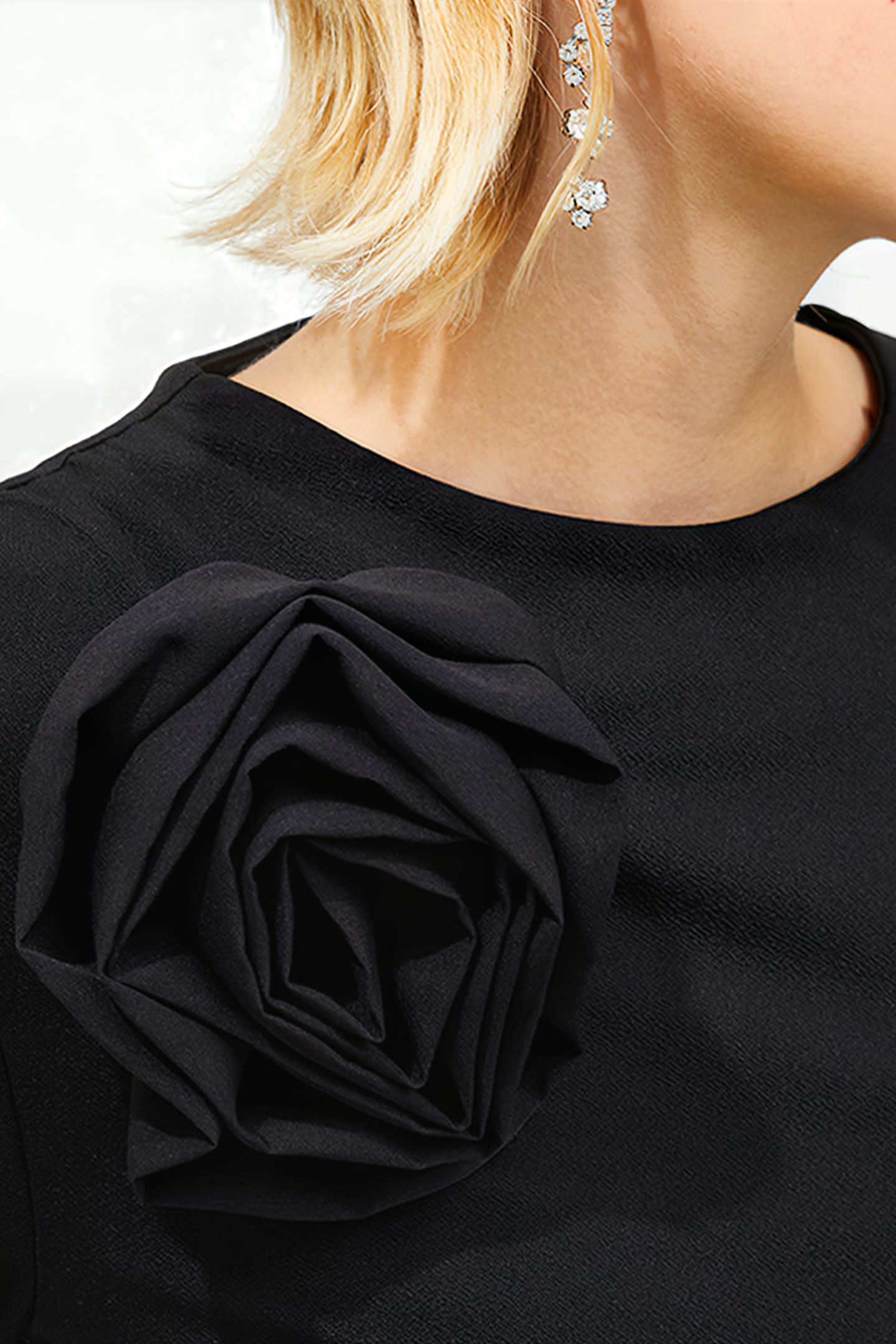ROSETTE LS JERSEY DRESS BLACK 5