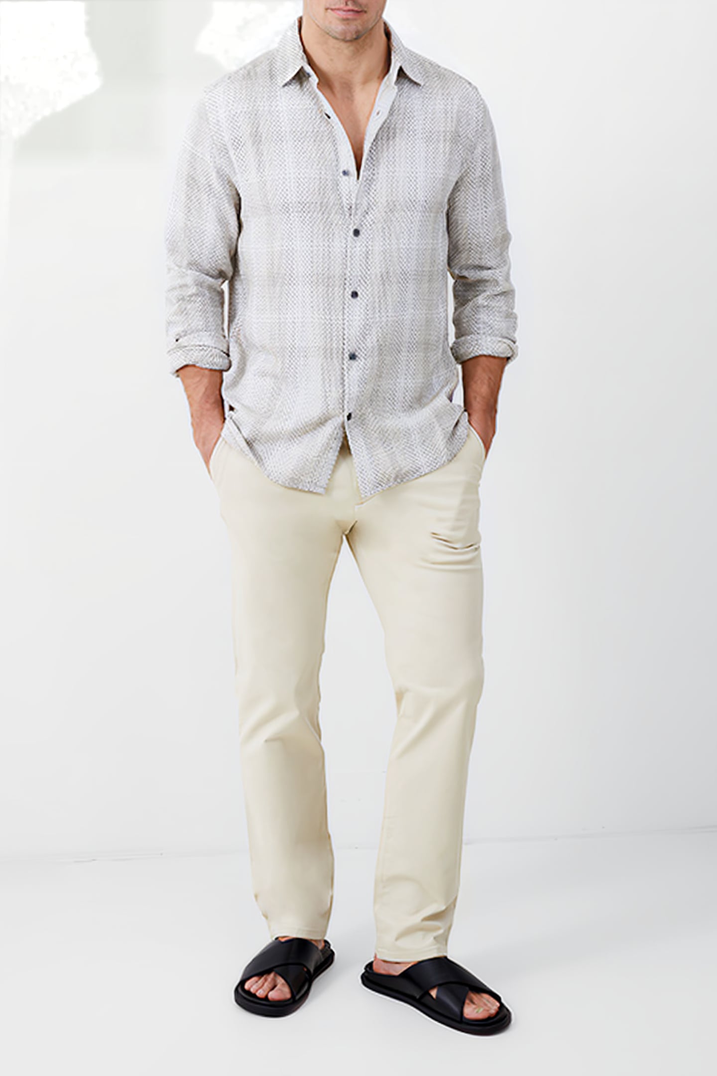 BARROW DOBBY LS SHIRT BROWN 2