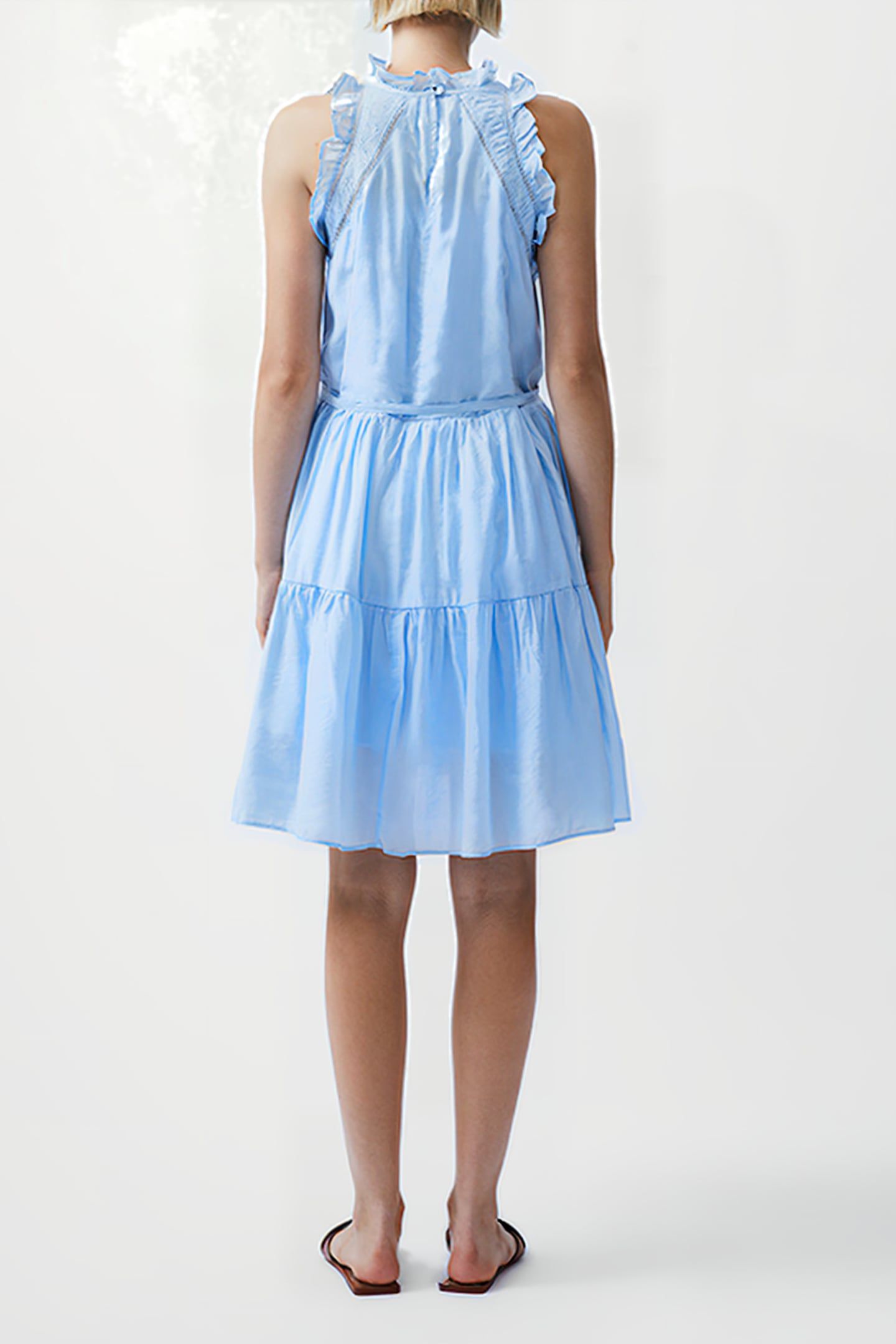 EMILY TIERED FLARED DRESS BLUE 2