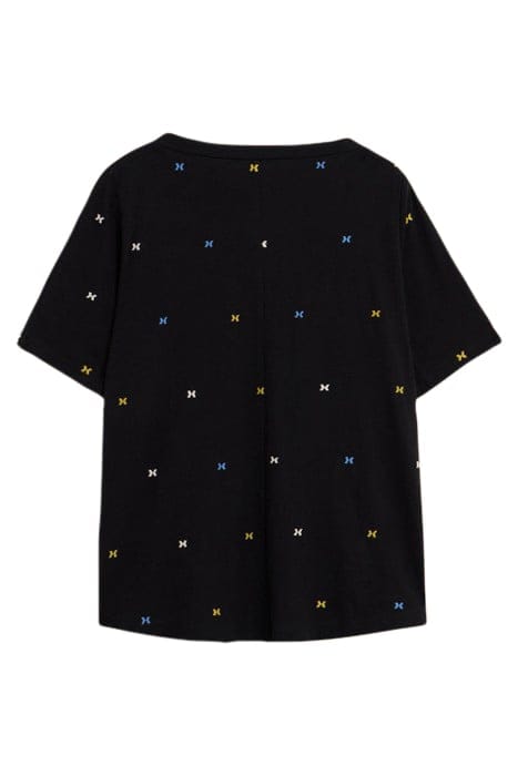 WINNIE EMBROIDERED TOP BLACK MULTI 2