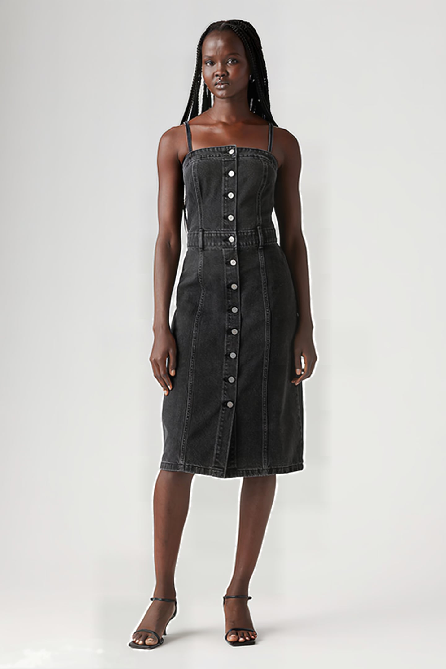 DENIM MINI DRESS BLACK 1