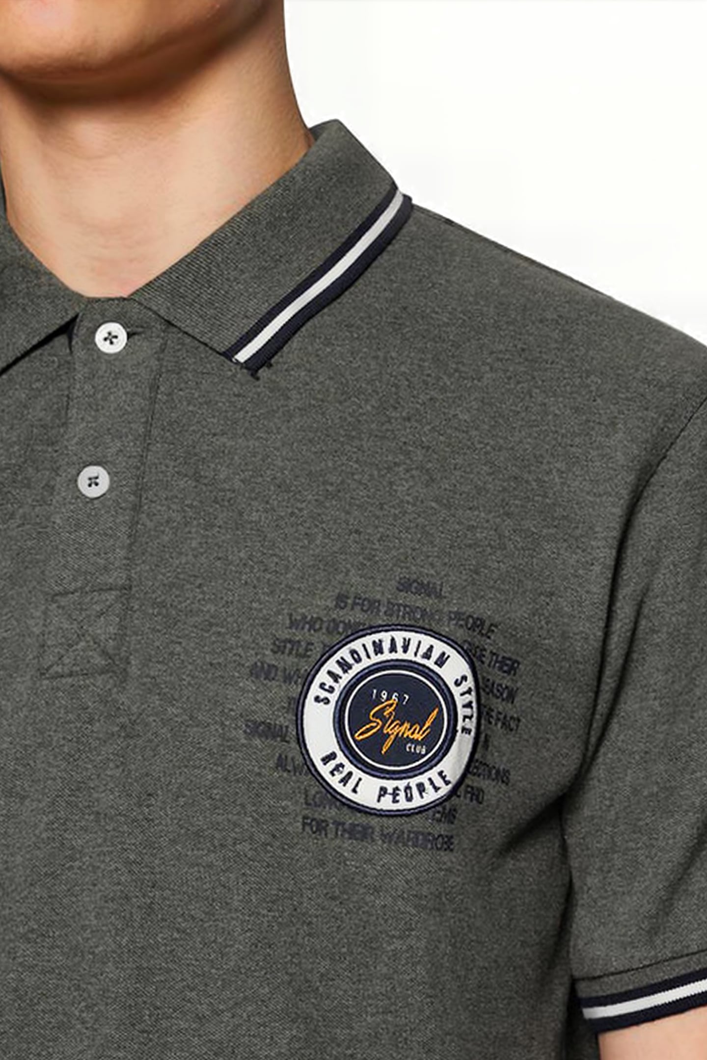 LUCASSI BADGE POLO FULL GREEN MELANGE 6
