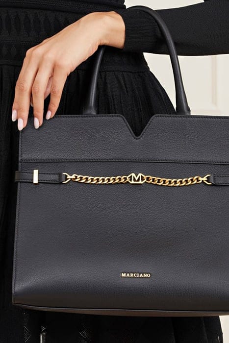 MARCIANO BY GUESS MEDIUM SATCHEL MAGNE JET BLACK HANDBAG 3