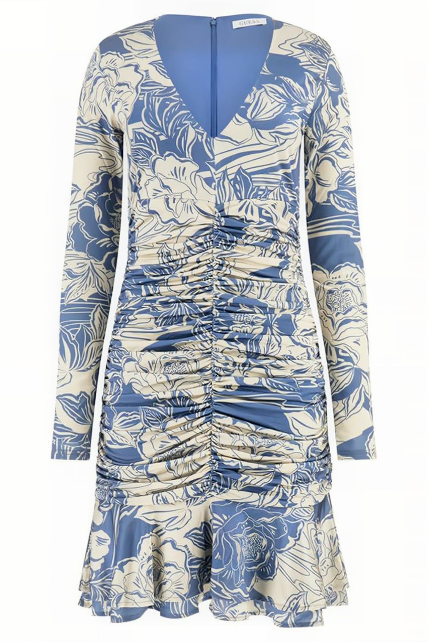GUESS ECO LS LILLIAN DRESS ROSE RIVER PRINT BLU 1