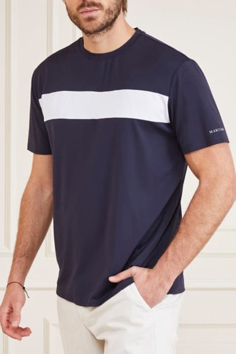 MARCIANO BY GUESS SS CN STRIPE & LOGO SMART BLUE 5