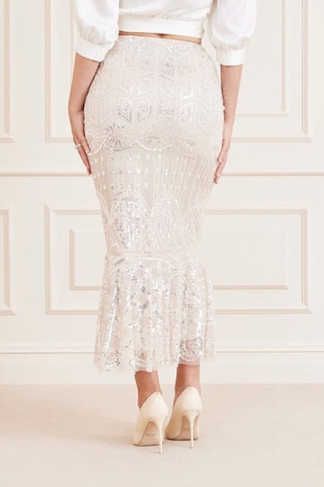 MARCIANO BY GUESS CRYSTAEMBROIDERED CRYSTAL BUFFY MINI SKIRT 2