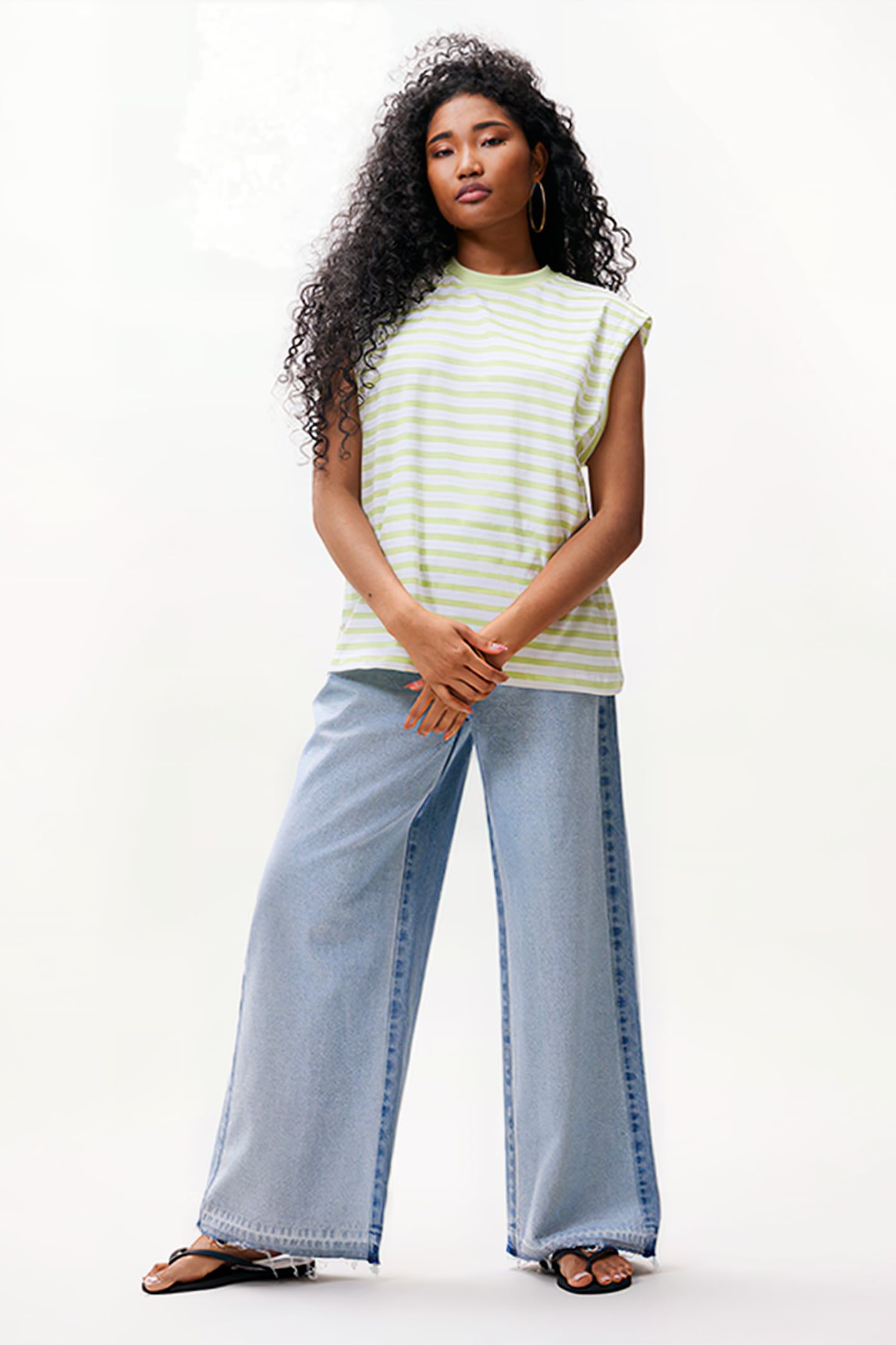 FOLDED SHOULDER SINGLET MATCHA 2