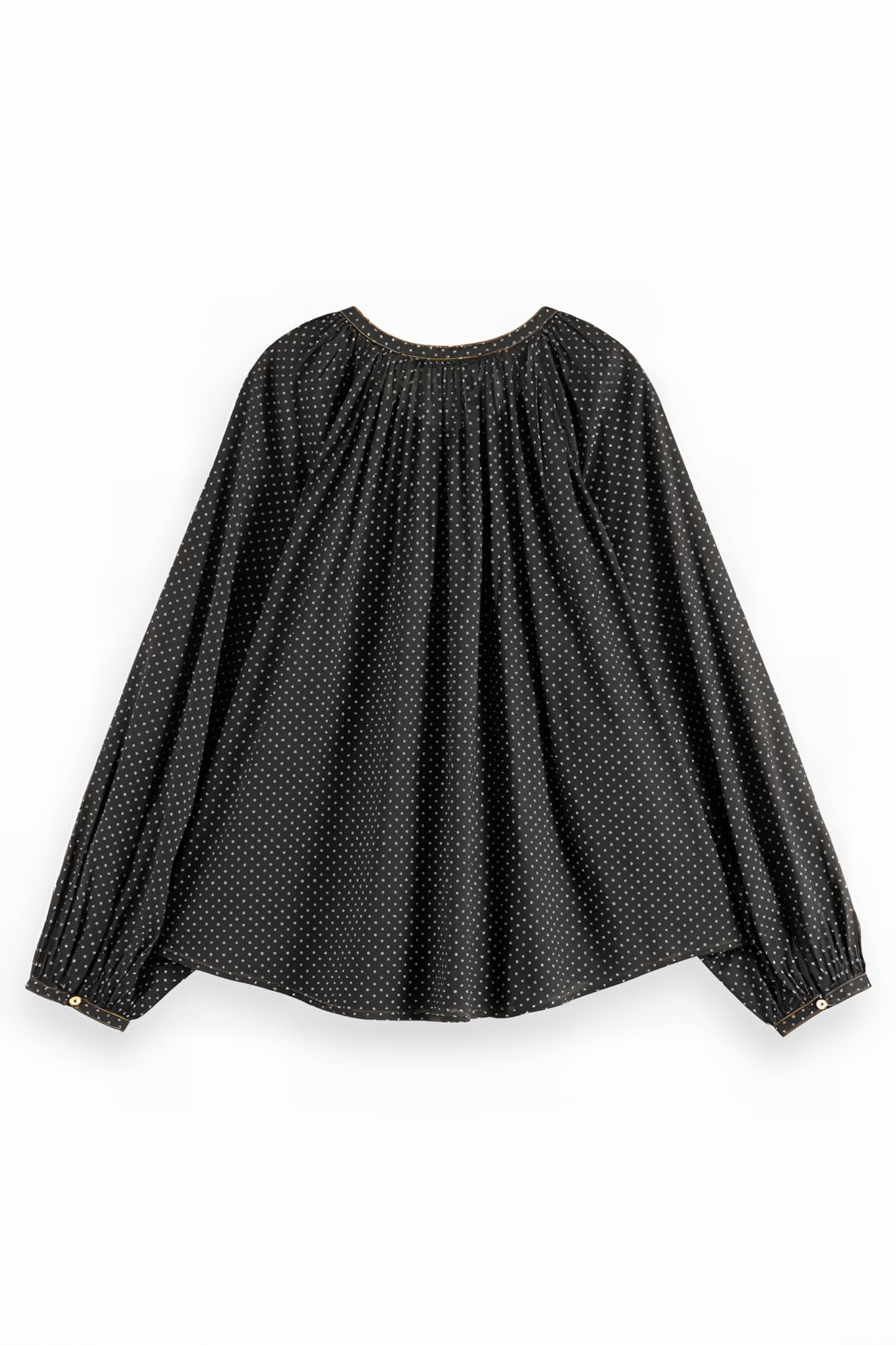 BALLOON SLEEVE EMBROIDERED TOP POLKA EVENING BLACK 5