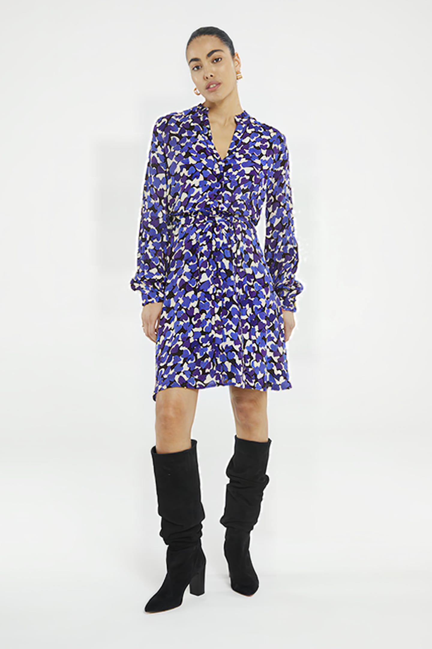 DORIEN FRILL DRESS BLACK/POPPY PURPLE 1