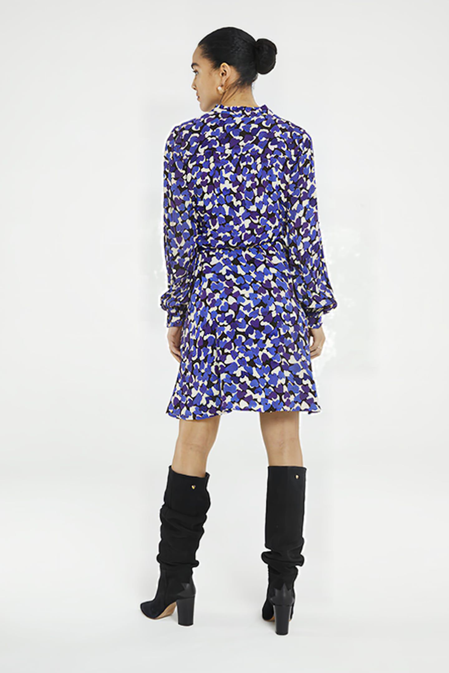 DORIEN FRILL DRESS BLACK/POPPY PURPLE 2