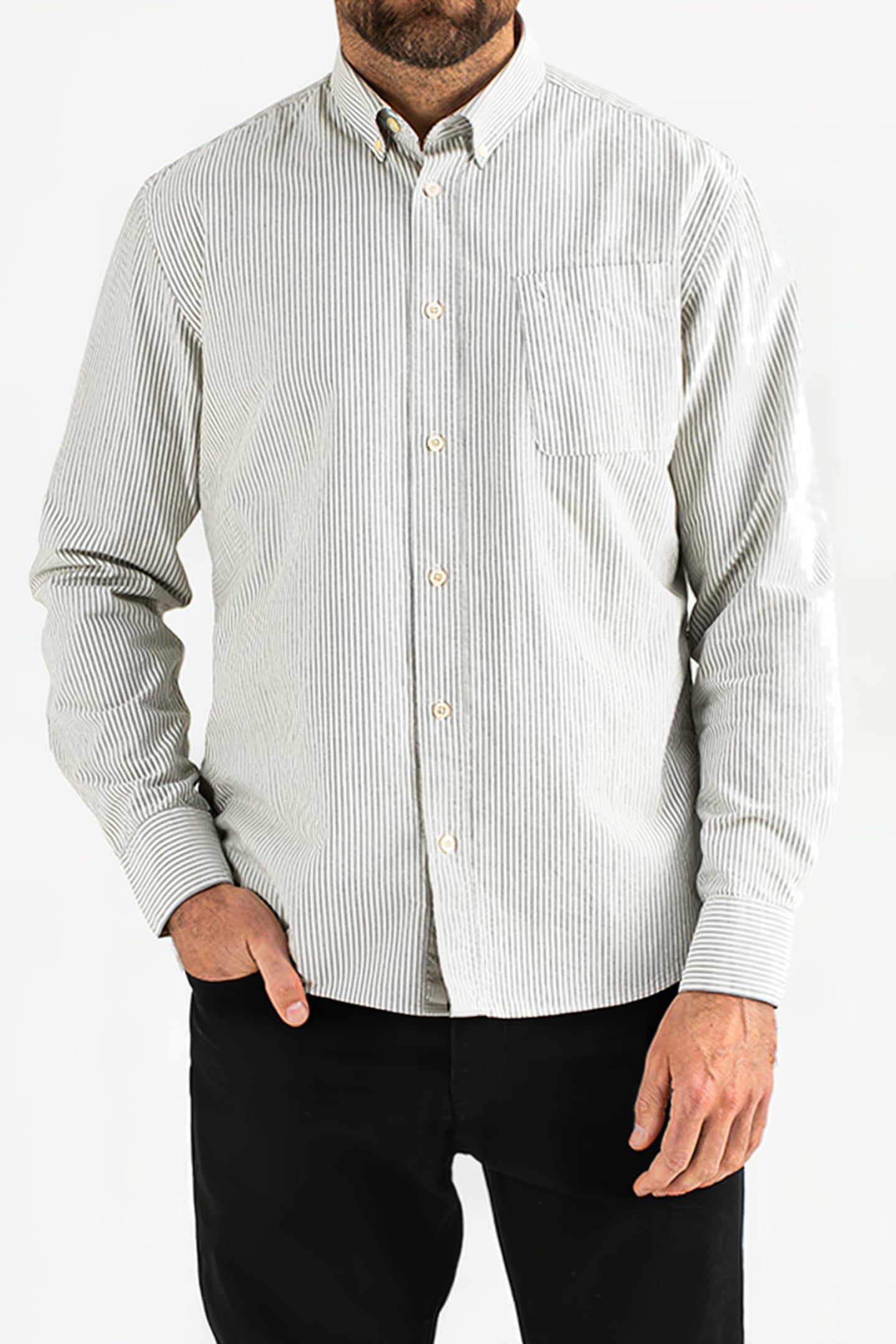 AIDAN OXFORD STRIPE SHIRT LAVA 1