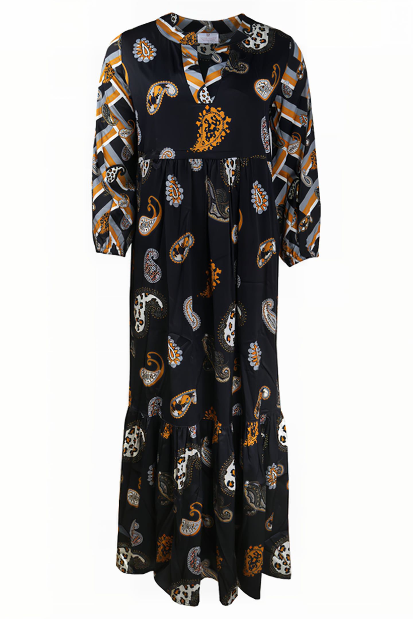 DRESS SAN RAFAEL LONG BLACK WITH PAISLEYS 1