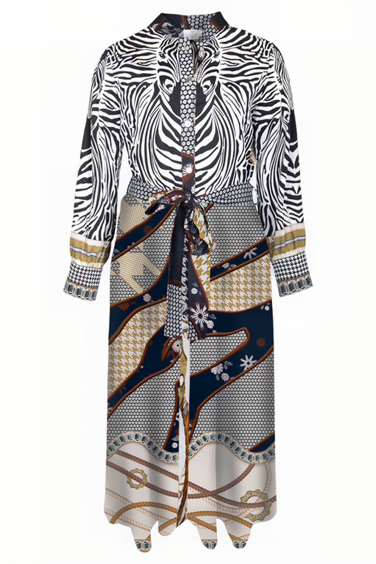 DRESS LOUVAIN LONG BLUE AND ZEBRA 3