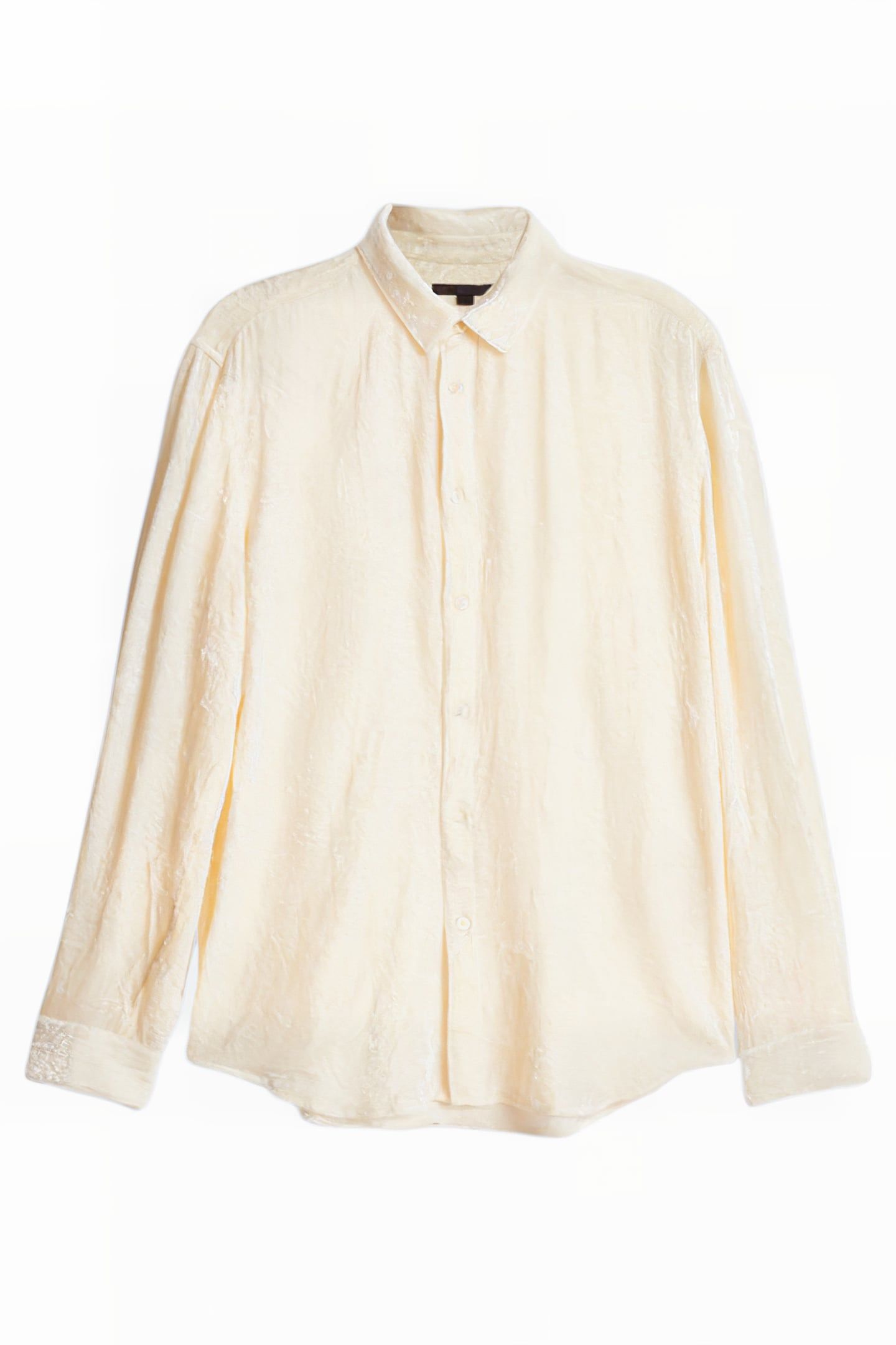CRINKLED VELVET SLIM SHIRT WHITE 2