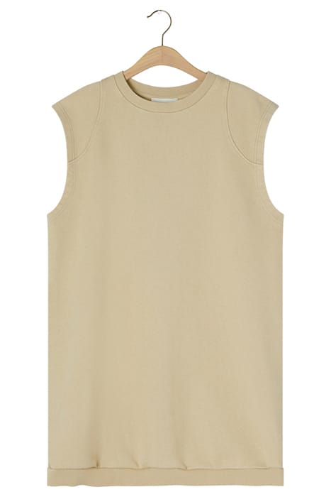 ROUND COLLAR SLEEVELESS SHORT DRESS LATTE VINTAGE 3