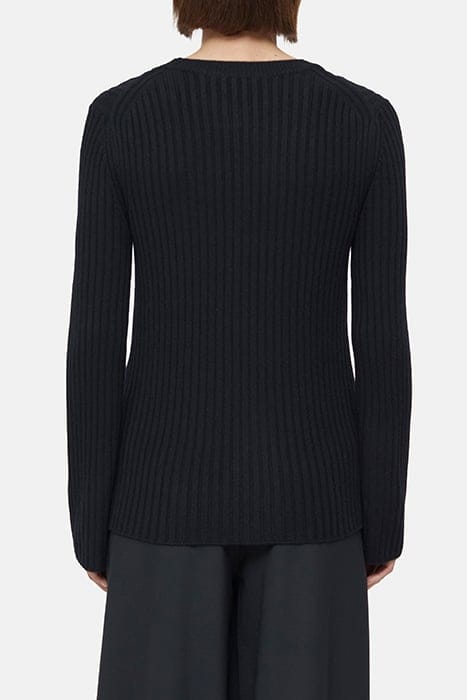 CREW NECK LONG SLEEVE KNITS BLACK 2
