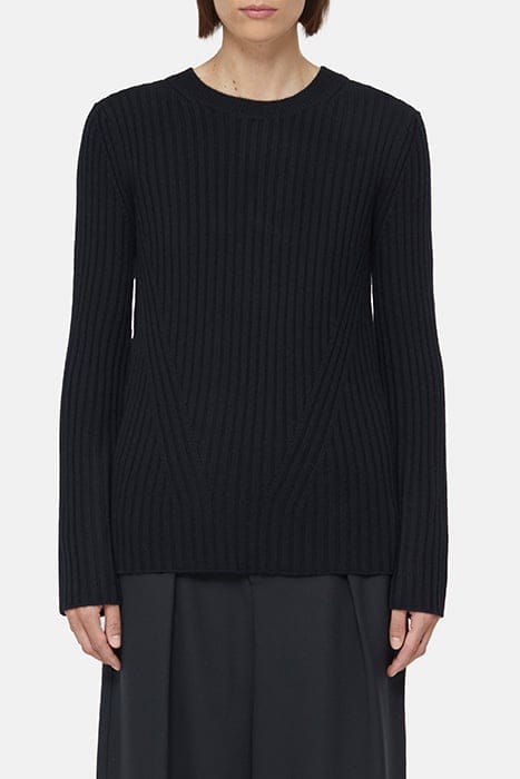 CREW NECK LONG SLEEVE KNITS BLACK 1