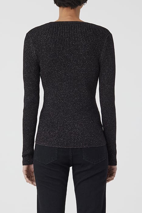 V CARDIGAN LONG SLEEVE KNITS BLACK 2