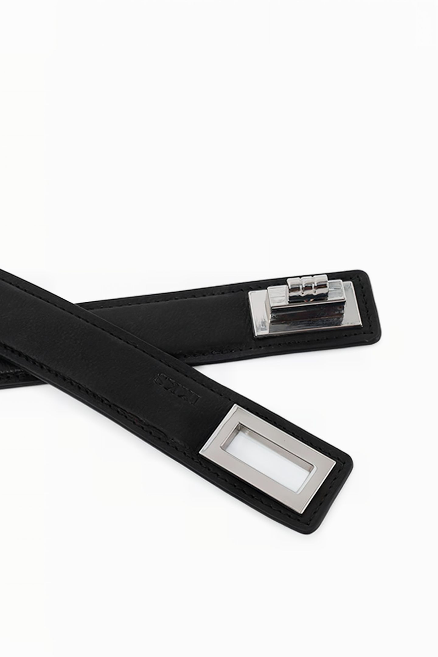BLACK LEATHER BELT WITH ROTATING BUCKLE 4