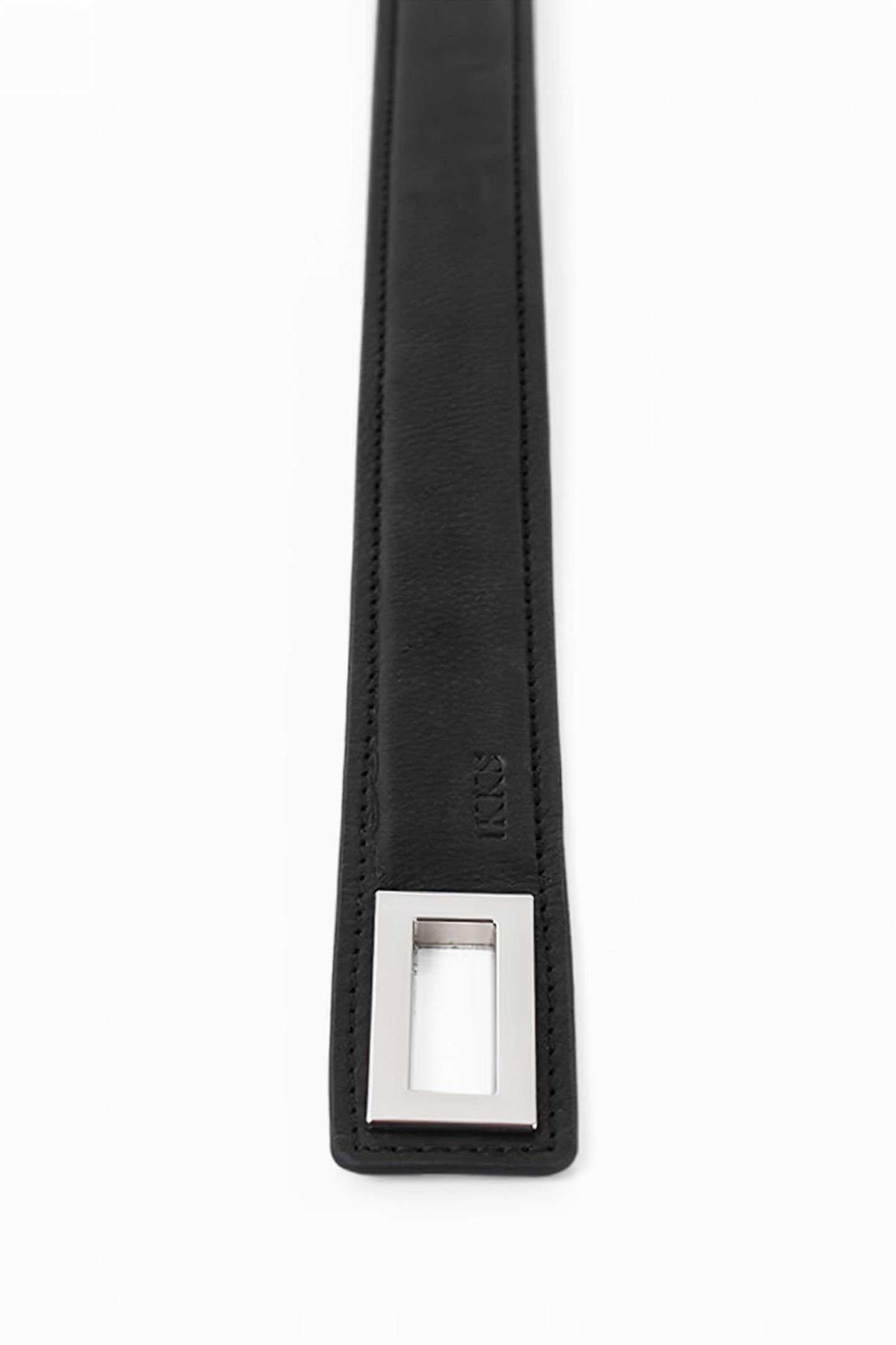 BLACK LEATHER BELT WITH ROTATING BUCKLE 6