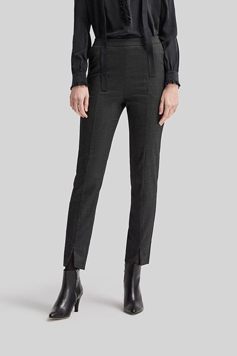 BLACK SEMI-PLAIN 7/8 SLIM SUIT TROUSERS 1