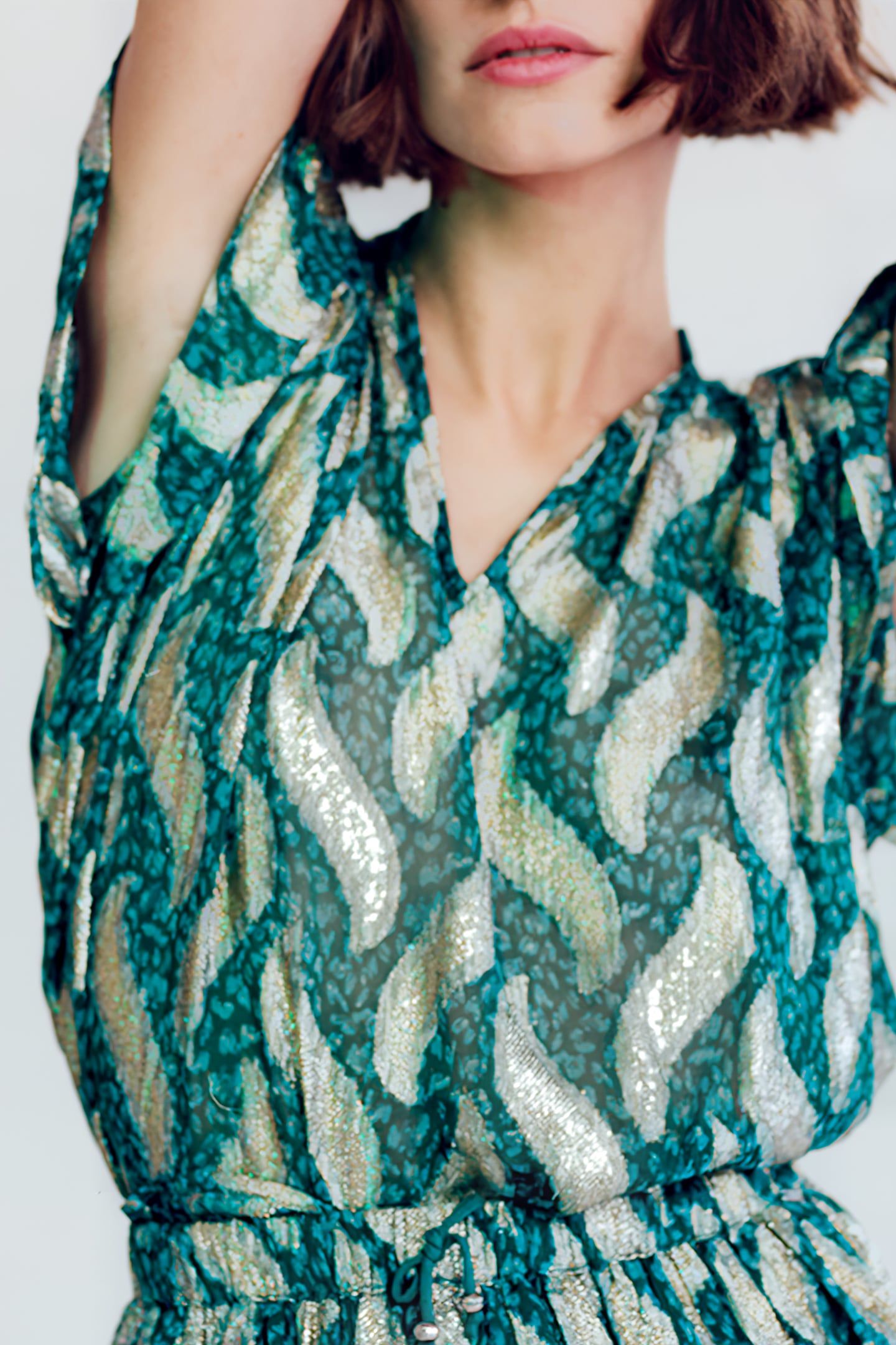 EMERALD TOP WITH GOLD LEAF PRINT 5