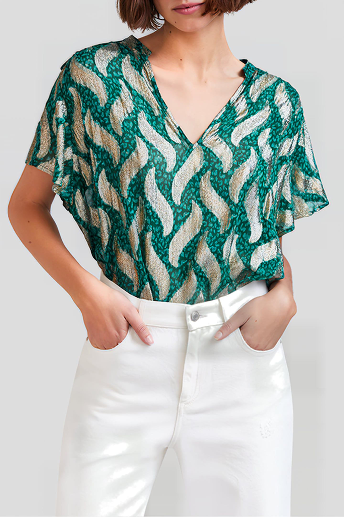 EMERALD TOP WITH GOLD LEAF PRINT 1