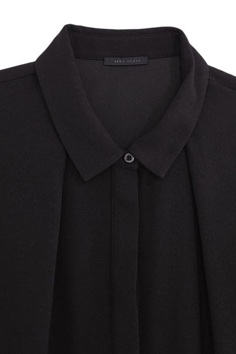 BLACK RECYCLED SHIRT DRESS WITH GIPURES 6
