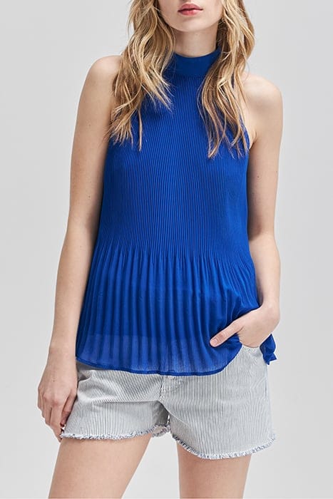 COBALT RECYCLED PLEATED TOP WITH AMERICAN ARMHOLES 1