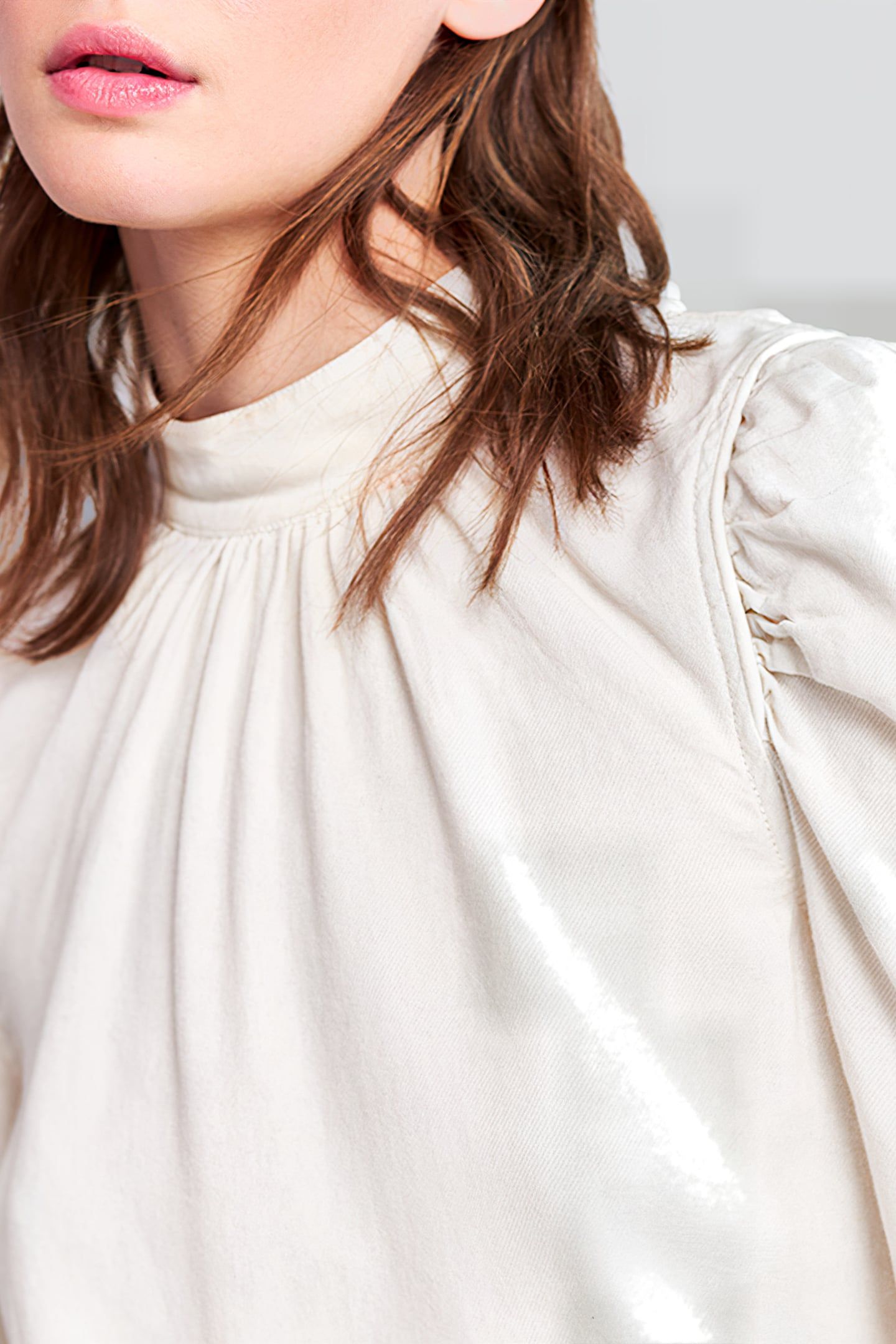 LIMESTONE ORGANIC COTTON BLOUSE, BUTTONED COLLAR 5