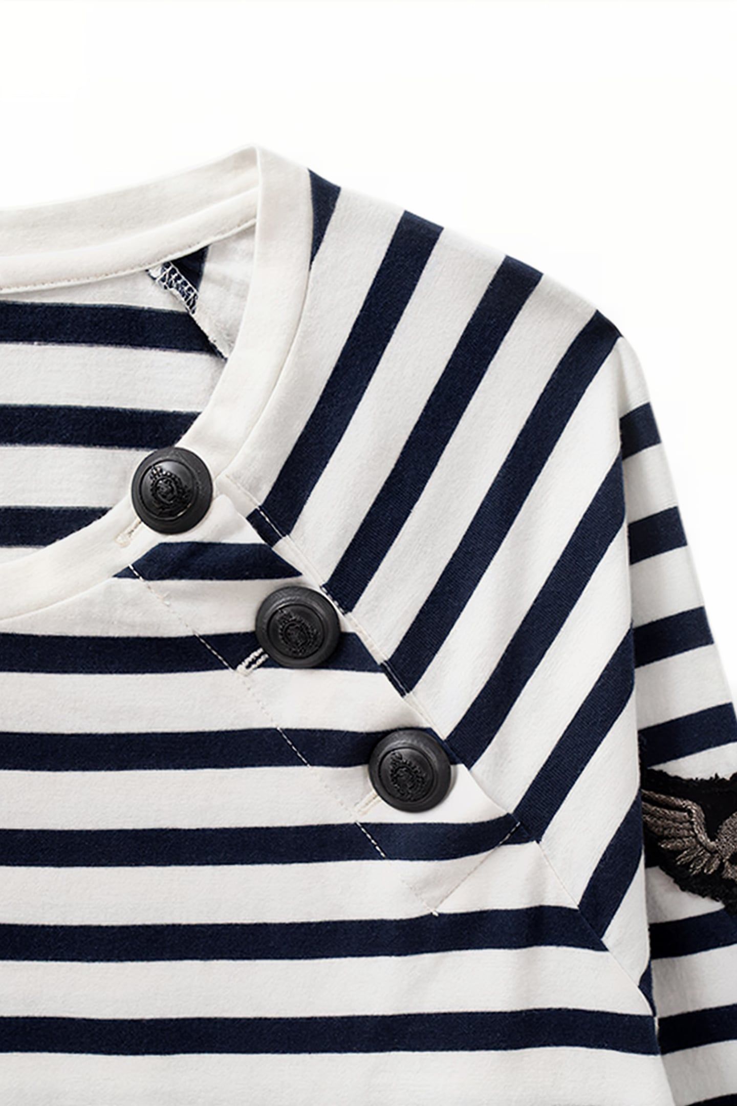 ECRU SAILOR-STRIPE DRESS WITH BADGE ON SLEEVE 7