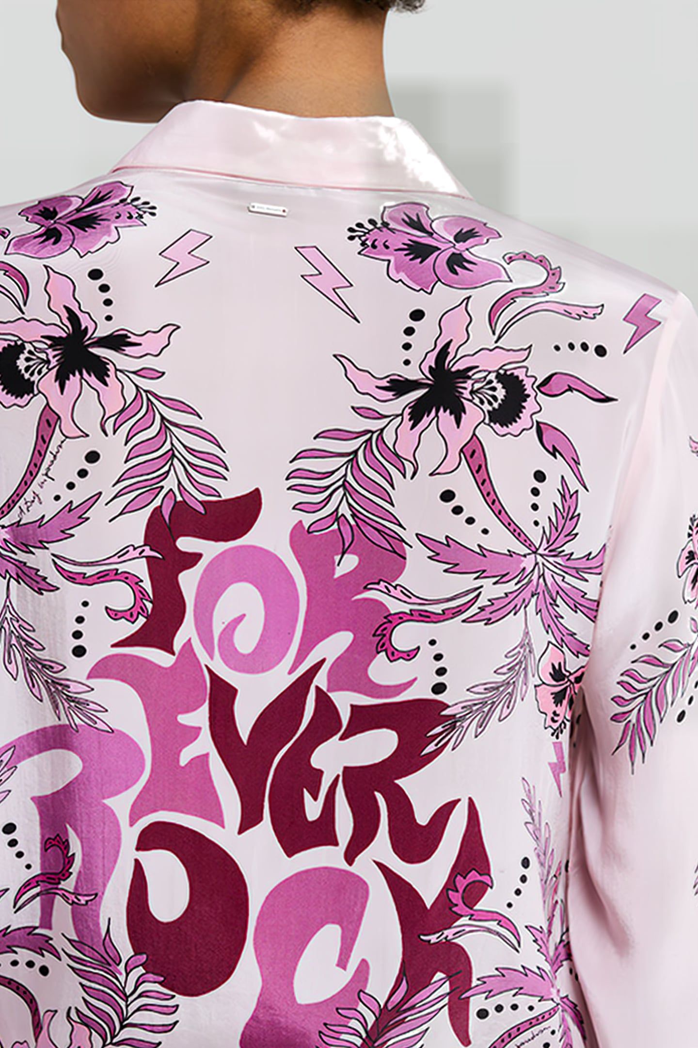 PINK SHIRT WITH FLOWER & PALM-TREE PRINT 5