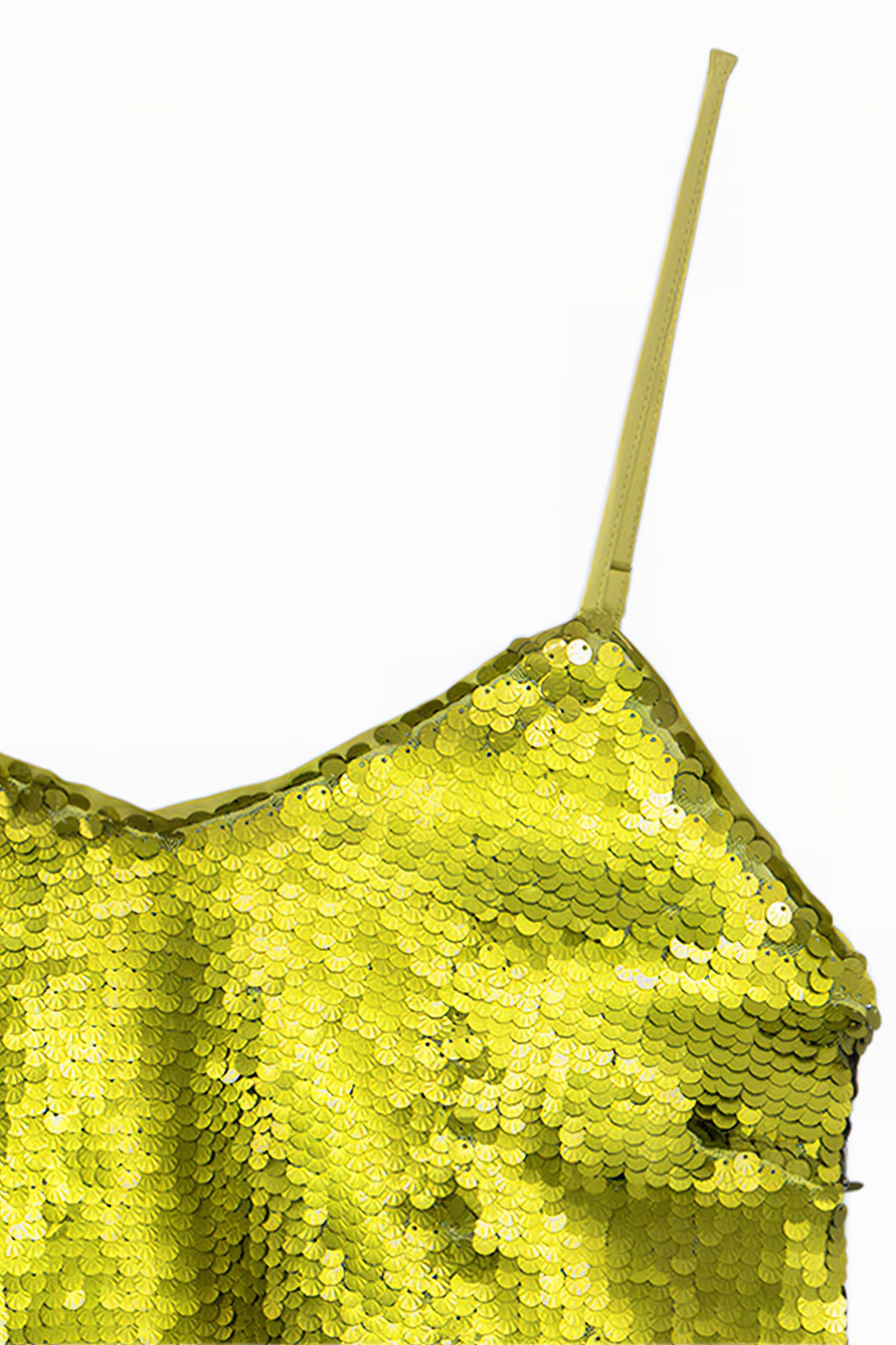 LIME GREEN METALLIC SEQUIN RECYCLED TOP 6