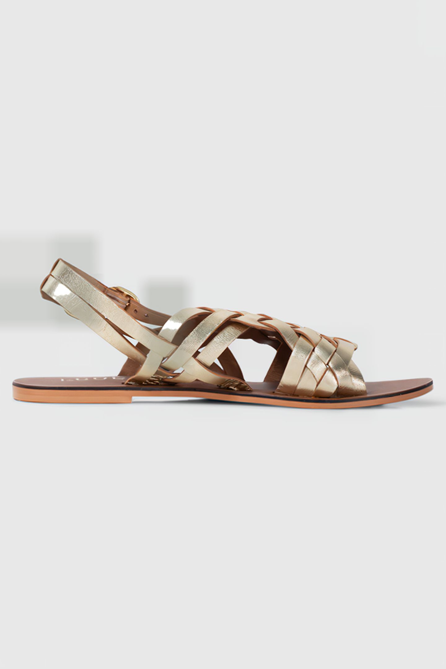 GOLD LEATHER FLAT SANDALS 4