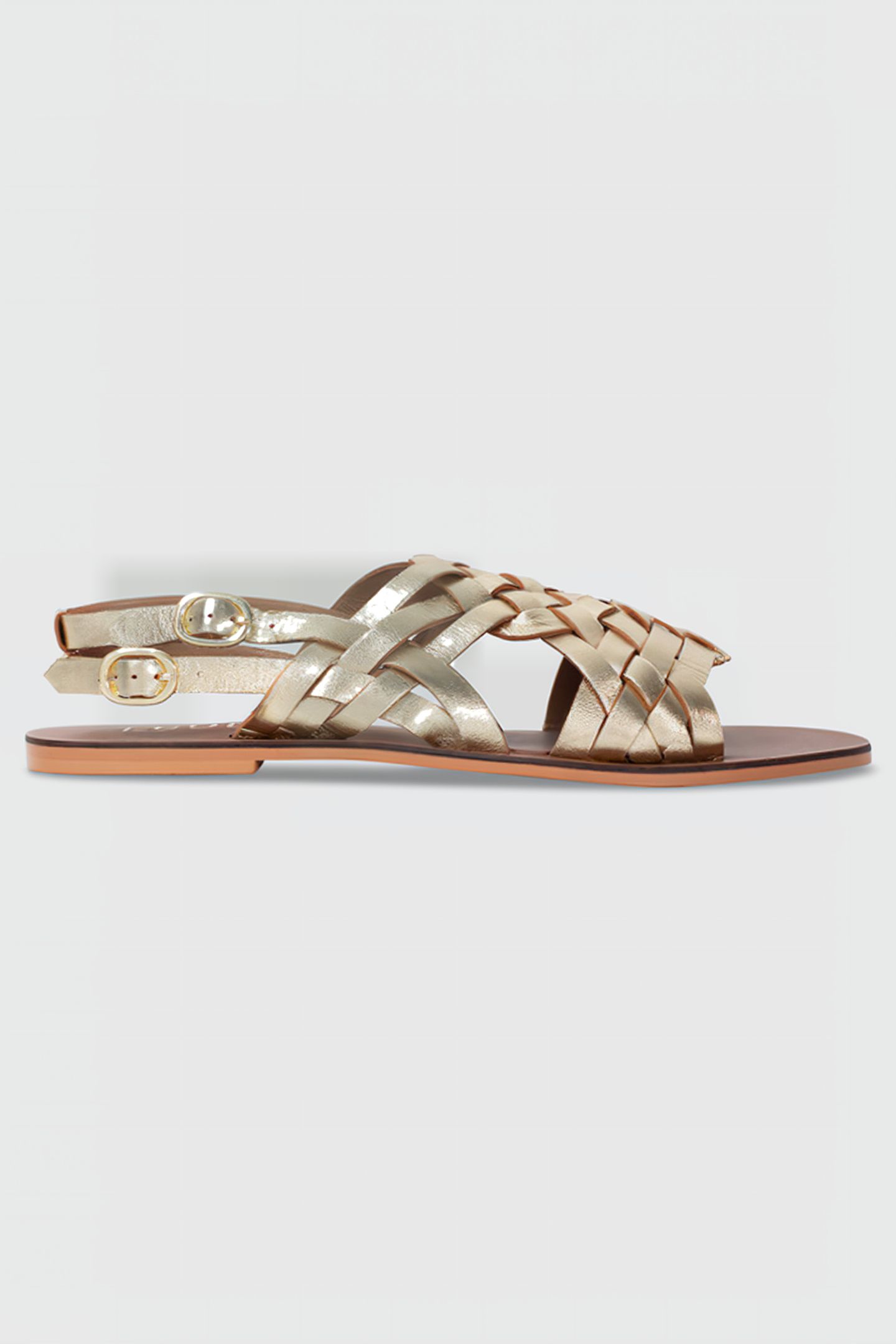 GOLD LEATHER FLAT SANDALS 1
