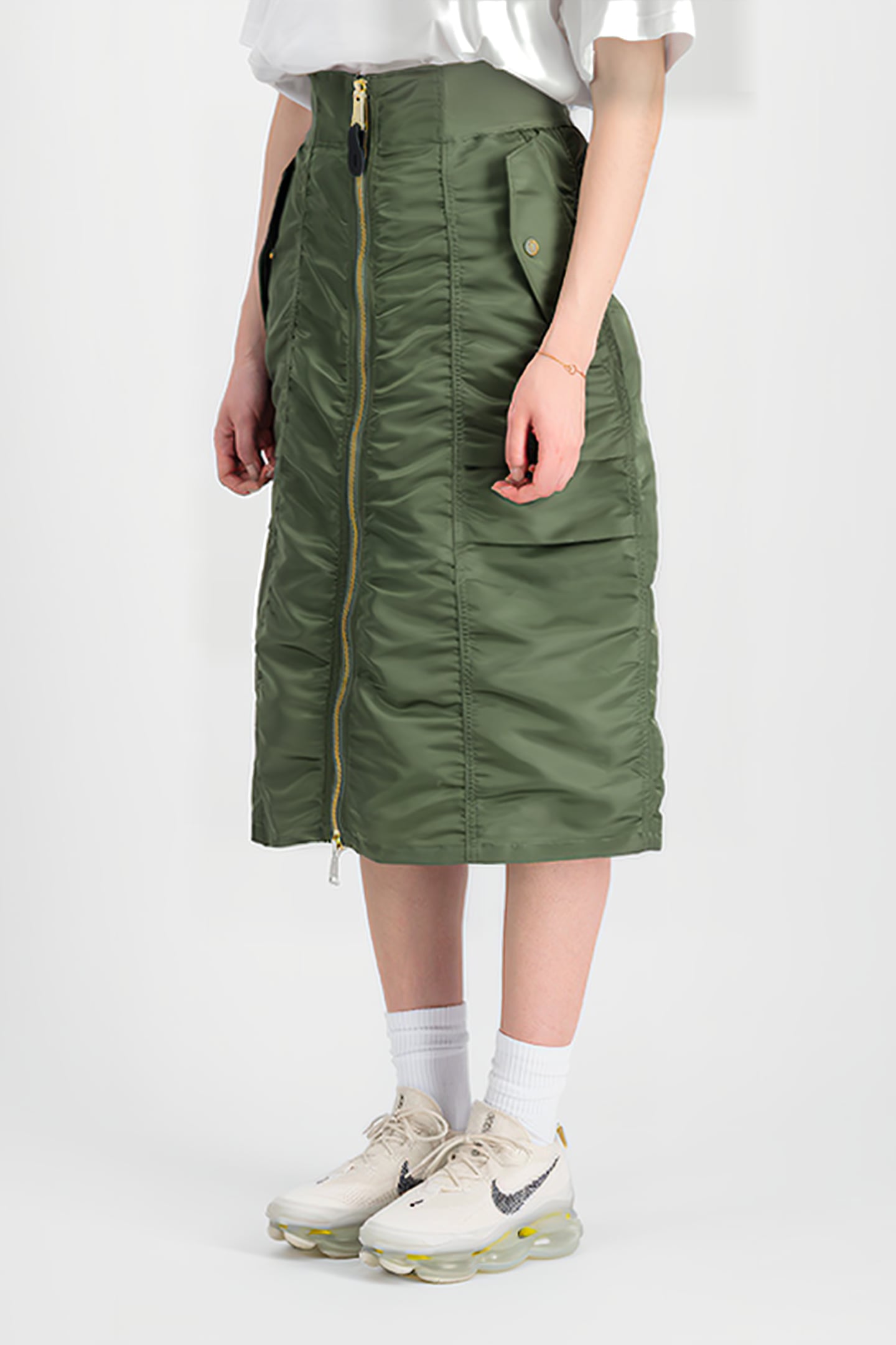 MA-1 MIDI SKIRT SAGE-GREEN 1