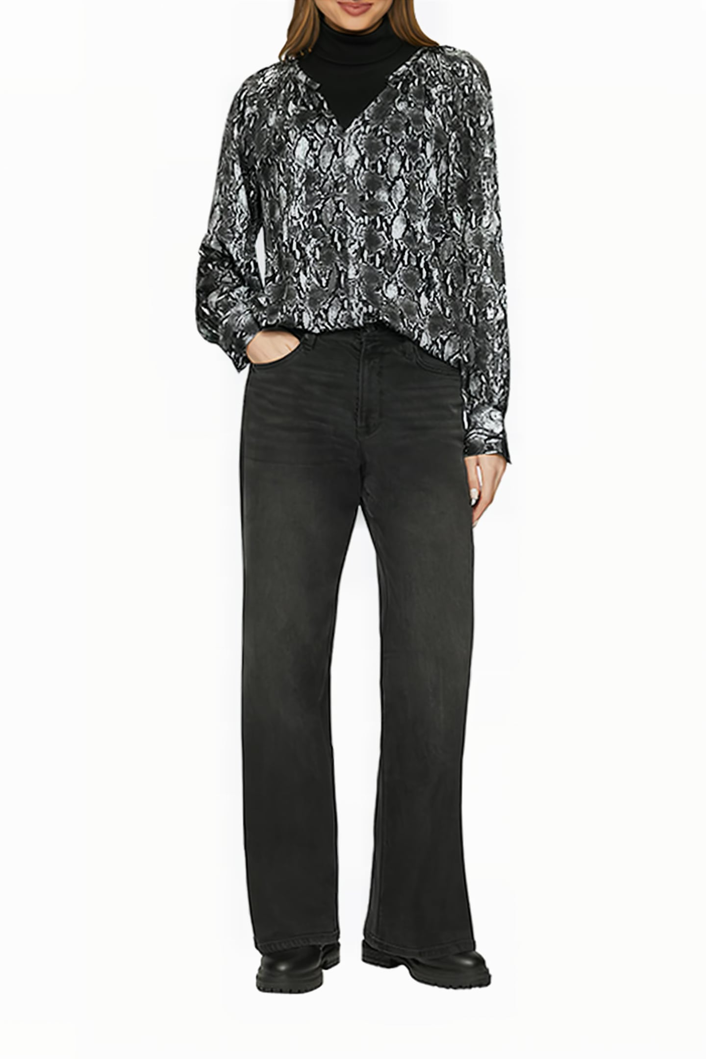 S.OLIVER BLOUSES GREY/BLACK 2