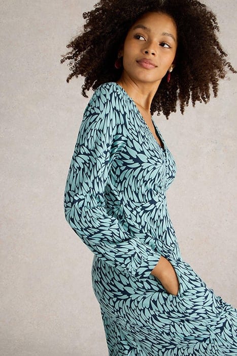 MEGAN JERSEY MIDI DRESS NAVY PRINT 5