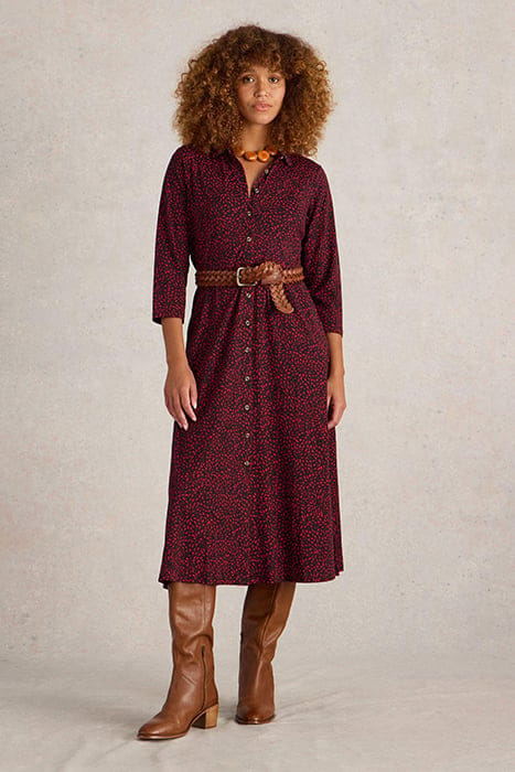 RUA JERSEY SHIRT DRESS PINK PRINT 1