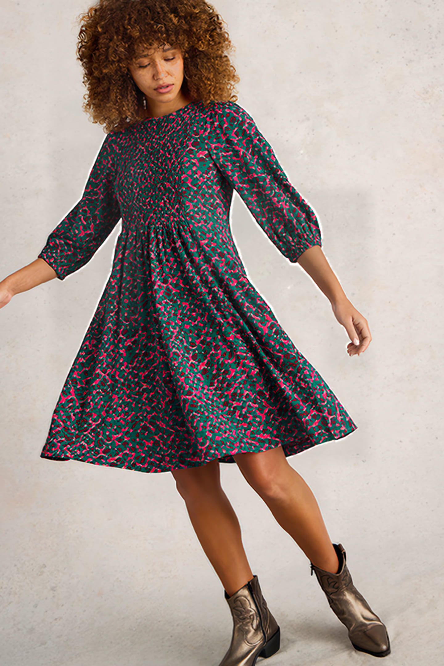 MAEVA JERSEY DRESS TEAL PRINT 3