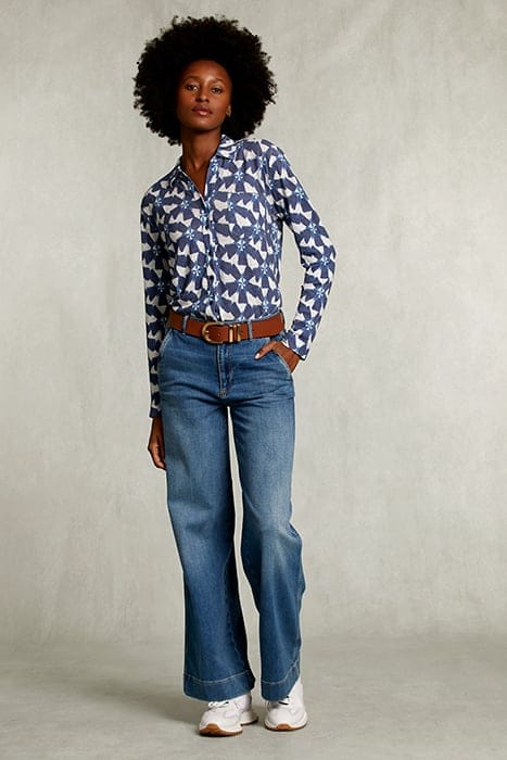 WHITE/BLUE LINEN T-SHIRT WITH BUTTONS BLUE 3