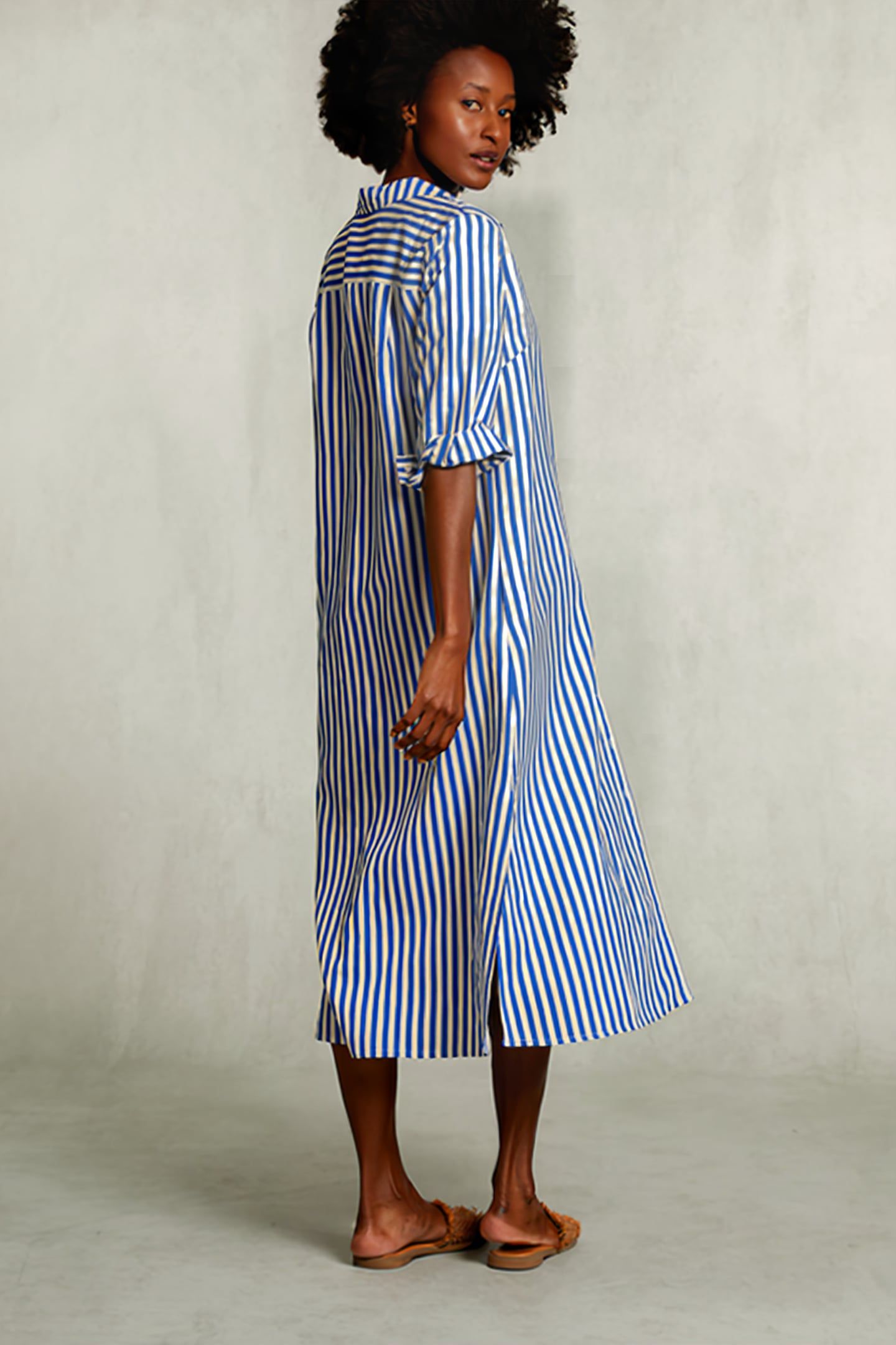 BLUE/WHITE LONG STRIPED DRESS BLUE 2