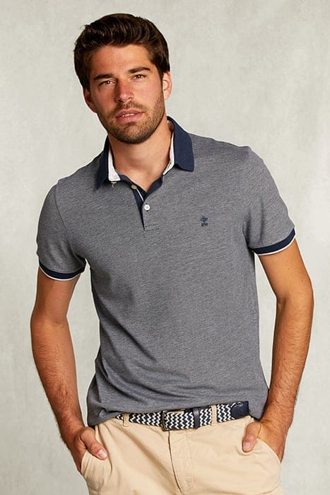 CUSTOM FIT COTTON POLO INDIAN OCEAN MIX BLUE 1