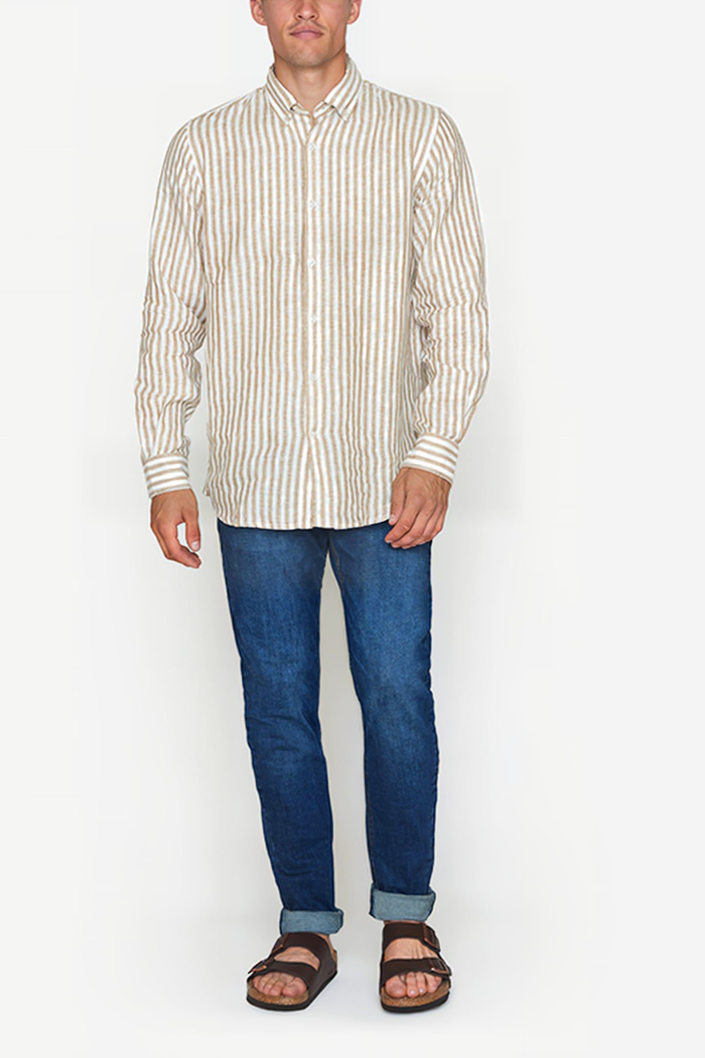 GREGSI LINEN STRIPE BROWN LION 3